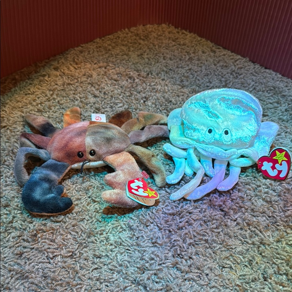 Ty Beanie Babies Crab and Jellyfish Plush Toys - Multicolor